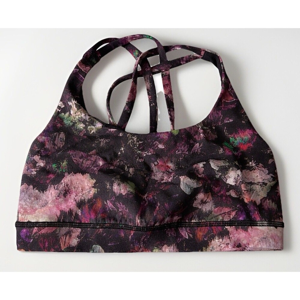 Lululemon Energy Bra Floral Flower Burst Multi Sz 4 Purple Ditsy